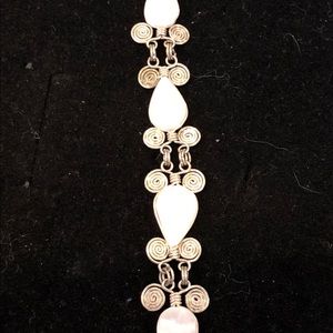 Elegant Sterling Silver and Rose Quartz Bracelet
